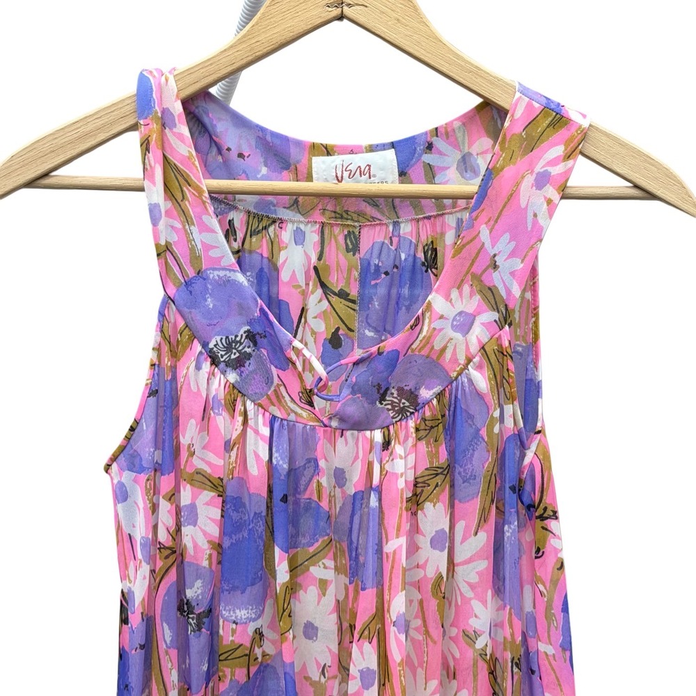 Vintage 60s Vera Formfit Rogers Pink Floral Chemise Sheer Nightgown Small Loose - Picture 6 of 13
